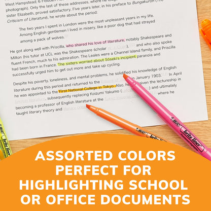 BIC Brite Liner Highlighter, Chisel Point, Assorted Colors, 5 Count