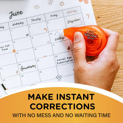 BIC Wite-Out EZ Correct Correction Tape, 39.3 ft Tape, White, Pack of 4