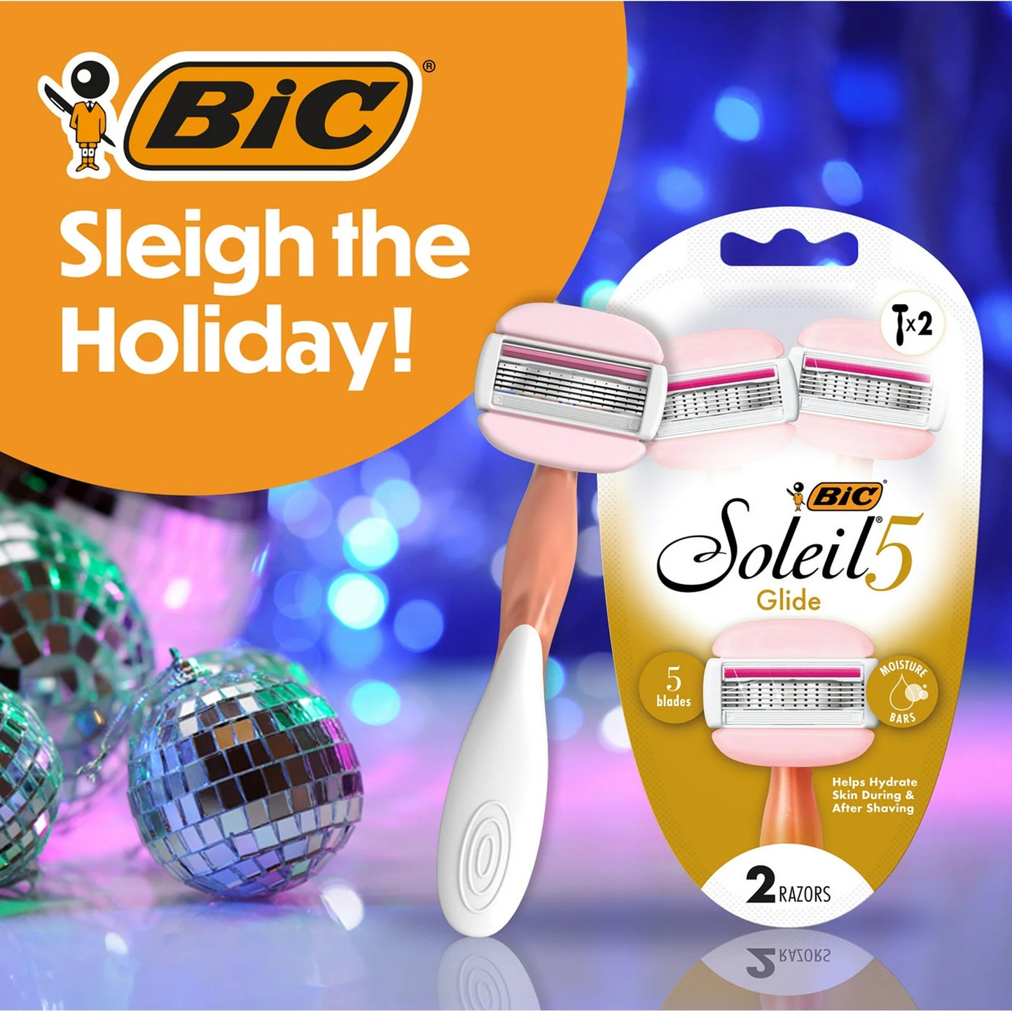 BIC Soleil 5 Glide Women's 5-Blade Disposable Razors, 2 Count