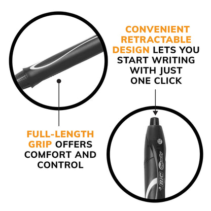 BIC Gelocity Quick Dry Medium Point Gel Pen, 0.7 mm, Black Ink, 8 Count