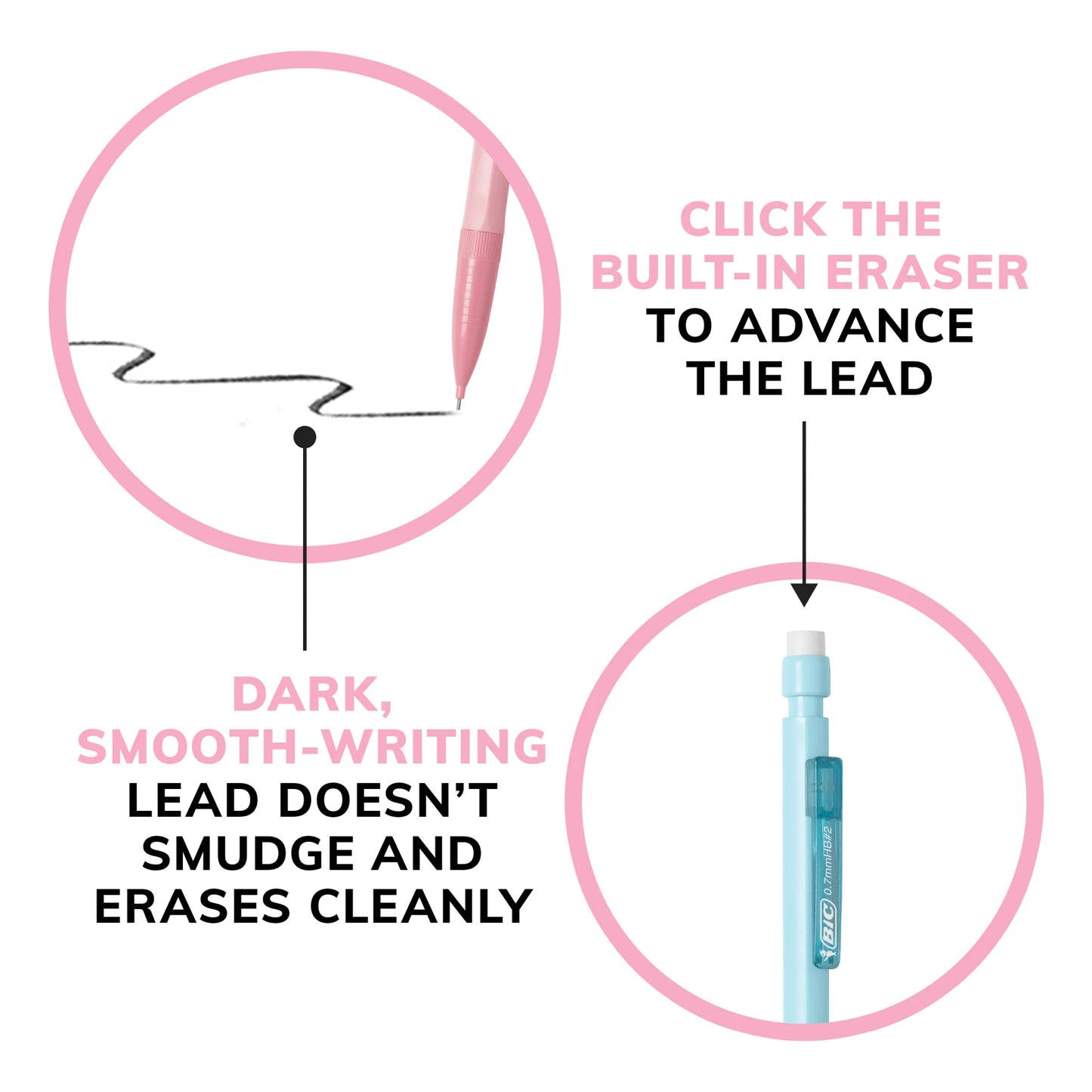 BIC Xtra Smooth Pastel Mechanical Pencil 0.7mm 24 Pack