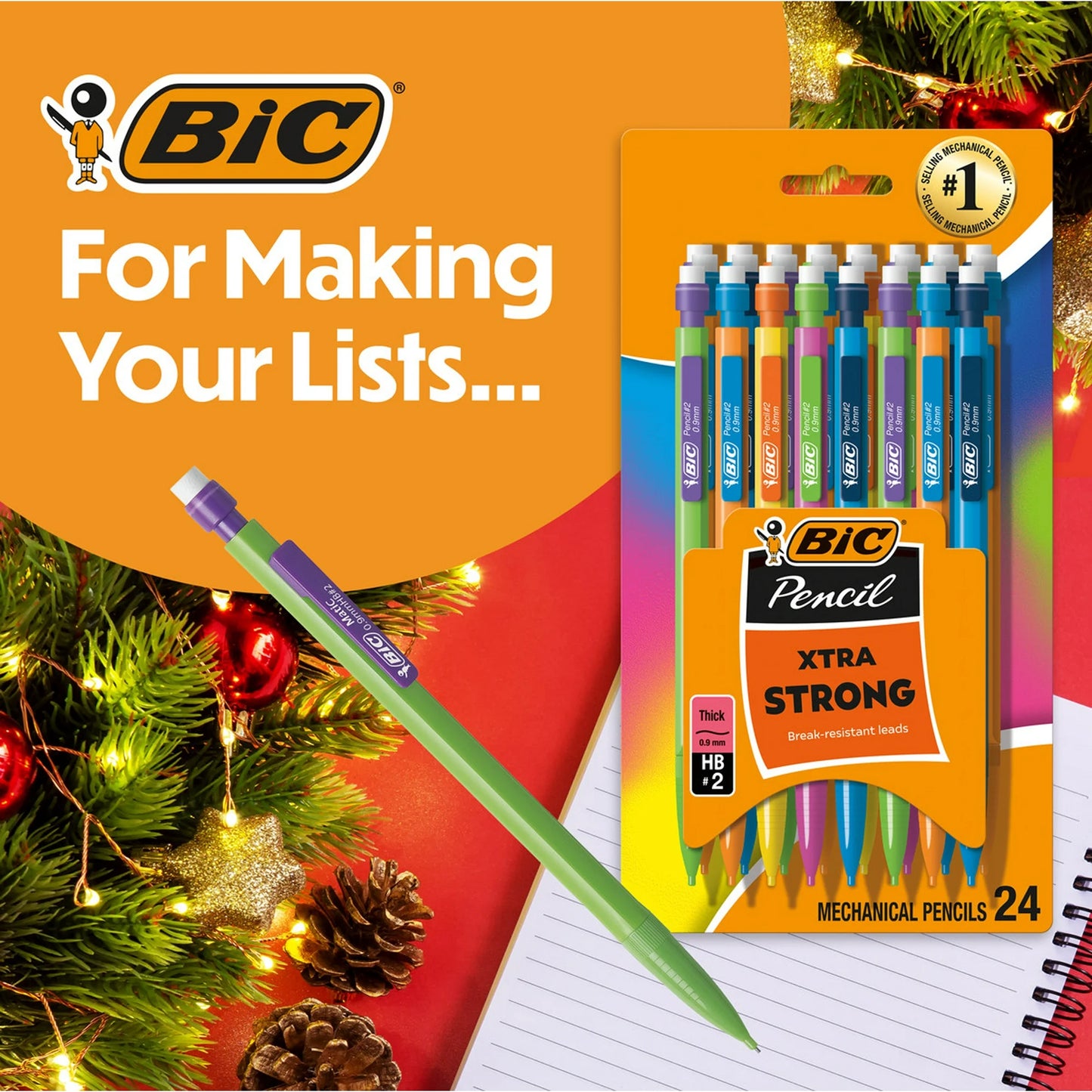 BIC Xtra Strong 0.9mm Mechanical Pencil, 24 Count