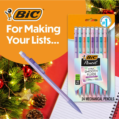 BIC Xtra Smooth Pastel Mechanical Pencil 0.7mm 24 Pack