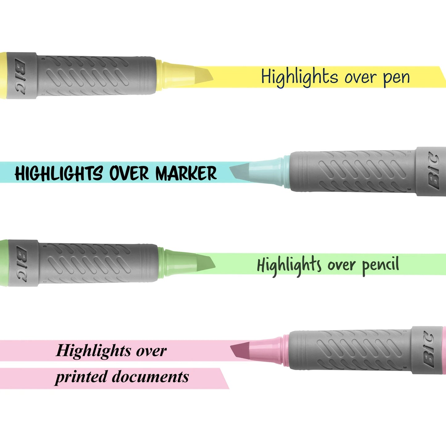 BIC Brite Liner Highlighter, Chisel Point, Assorted Pastel Colors, 6 Count