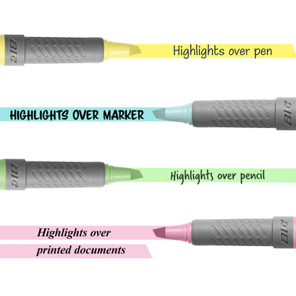 BIC Brite Liner Highlighter, Chisel Point, Assorted Pastel Colors, 6 Count