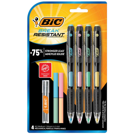 BIC Break Resistant Mechanical Pencil 0.7 mm, 4 Count