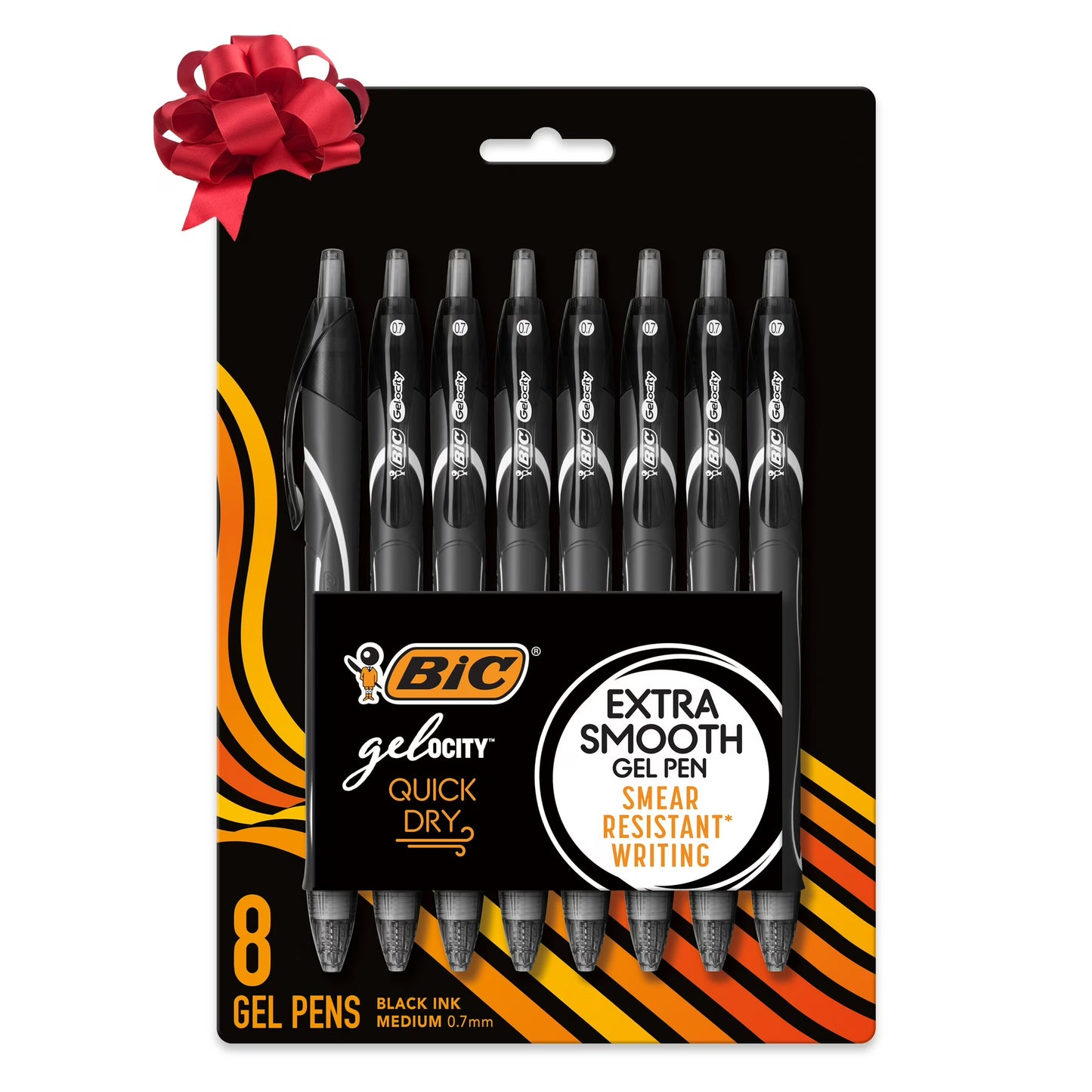 BIC Gelocity Quick Dry Medium Point Gel Pen, 0.7 mm, Black Ink, 8 Count