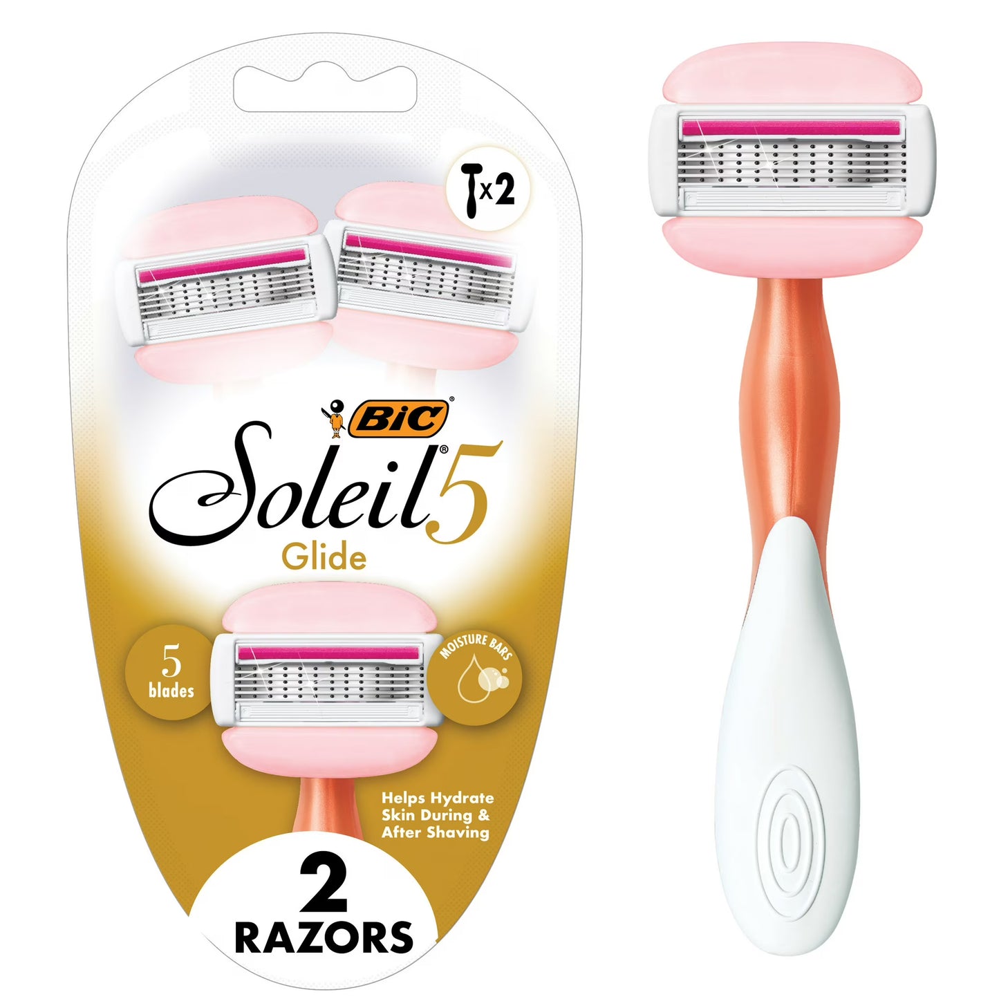 BIC Soleil 5 Glide Women's 5-Blade Disposable Razors, 2 Count