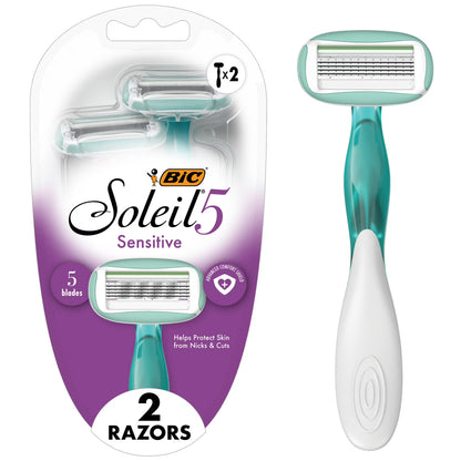 BIC Soleil 5 Sensitive Women's 5-Blade Disposable Razors, 2 Count