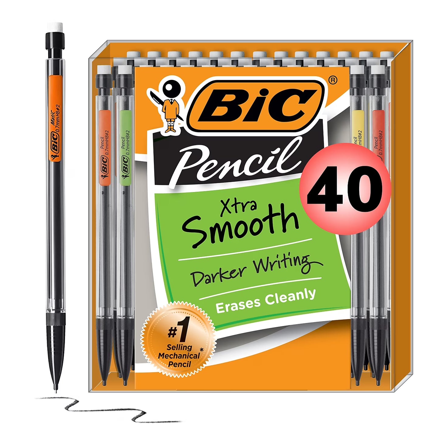 BIC Xtra-Smooth Mechanical Pencil, Medium Point (0.7mm), Perfect For The Classroom & Test Time, 40-Count