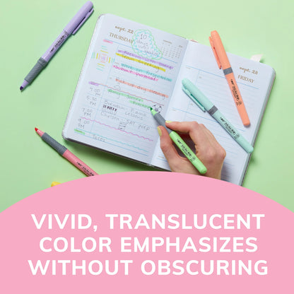 BIC Brite Liner Highlighter, Chisel Point, Assorted Pastel Colors, 6 Count