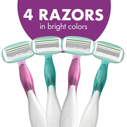 BIC Soleil 5 Sensitive Disposable 5-Blade Razors, Comfort Shield, 4-Pack