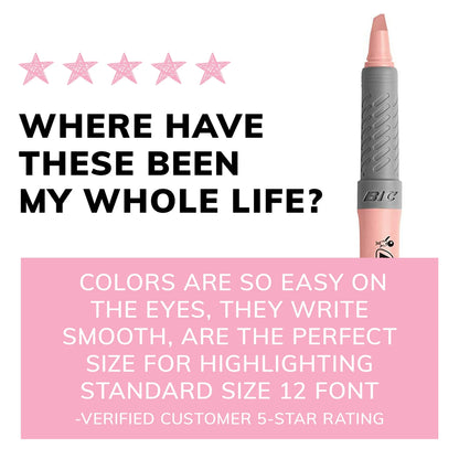 BIC Brite Liner Highlighter, Chisel Point, Assorted Pastel Colors, 6 Count