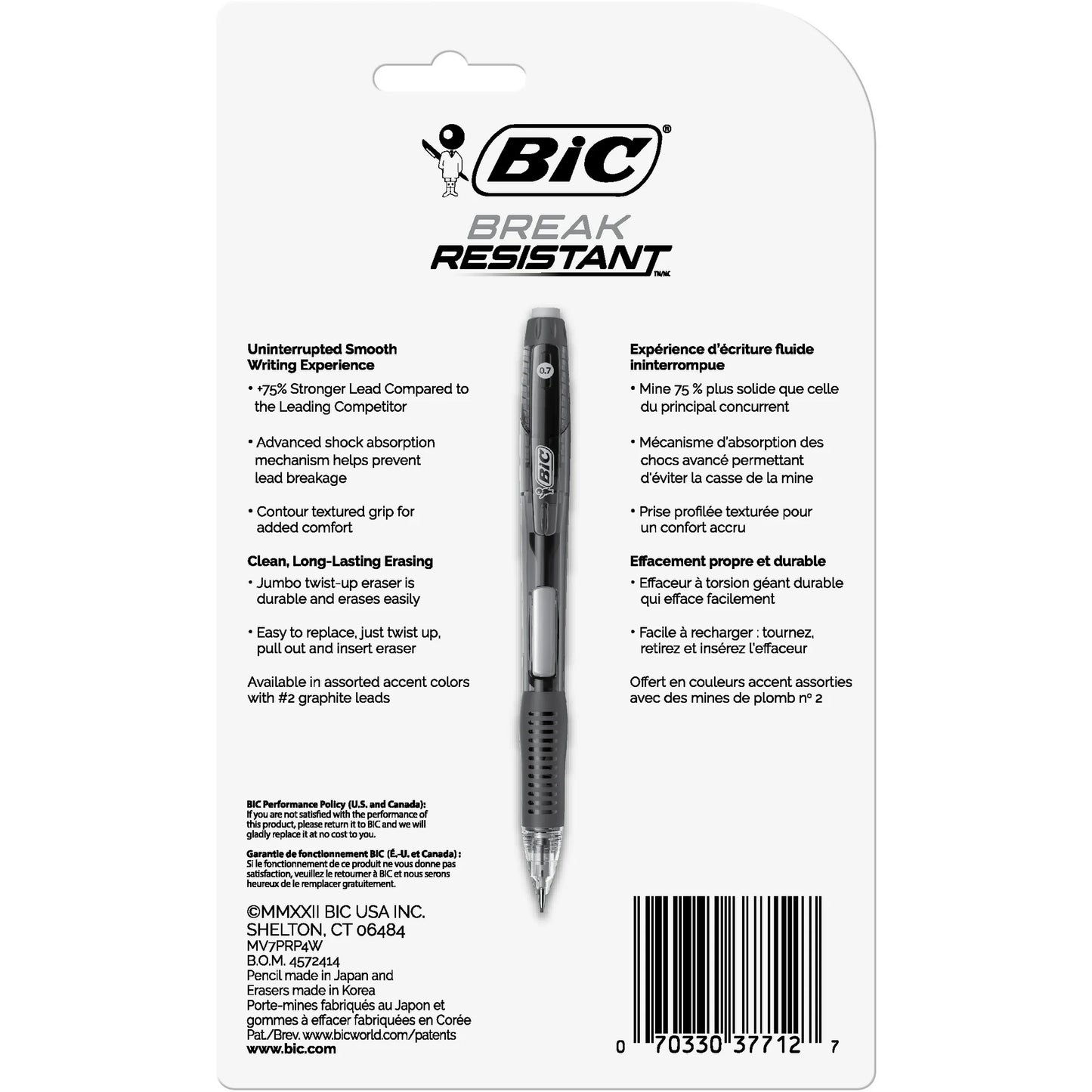 BIC Break Resistant Mechanical Pencil 0.7 mm, 4 Count