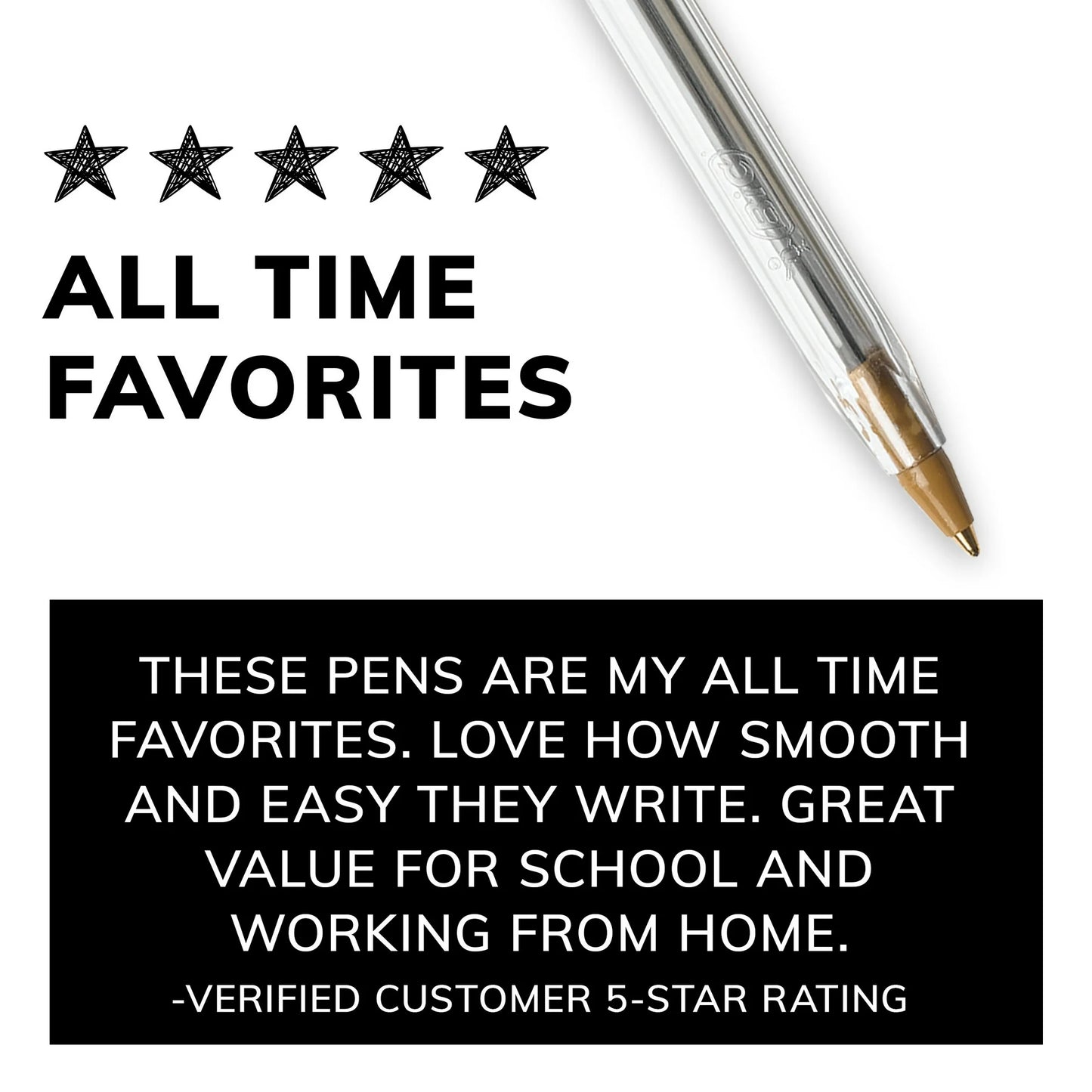 BIC Cristal Xtra Smooth Medium Point Ball Pen, Black Ink, 10 Pack