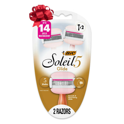 BIC Soleil 5 Glide Women's 5-Blade Disposable Razors, 2 Count
