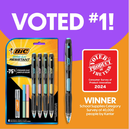 BIC Break Resistant Mechanical Pencil 0.7 mm, 4 Count