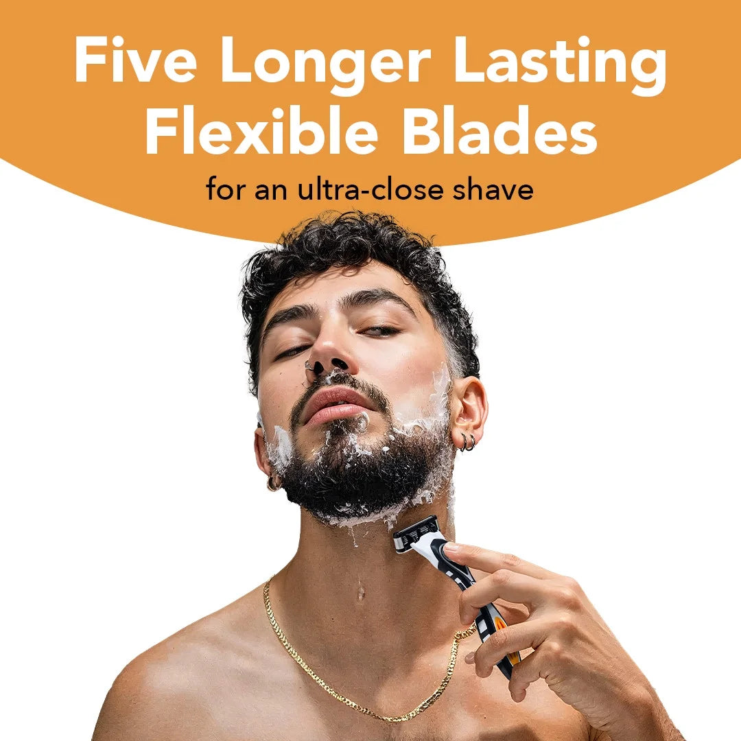 BIC Flex 5 Refillable Men's 5-Blade Manual Razors with 1 Handle and 3 Cartridges