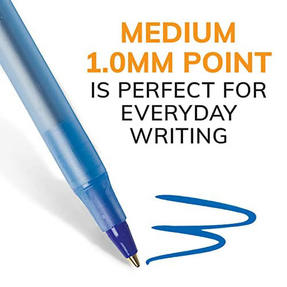 BIC Round Stic Xtra Life Ballpoint Pen, Medium Point (1.0mm), Blue, Flexible Round Barrel For Writing Comfort, 60-Count