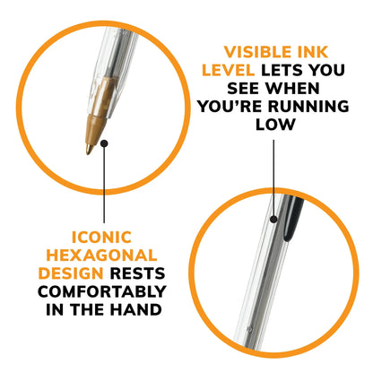 BIC Cristal Xtra Smooth Medium Point Ball Pen, Black Ink, 10 Pack